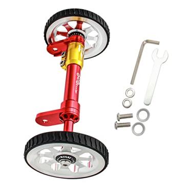 Imagem de Suporte de carga traseiro de haste de extensão para bicicleta dobrável de peso para Brompton - Barra telescópica com rodinhas lisas - para transporte, caminhada e estacionamento - liga de alumínio