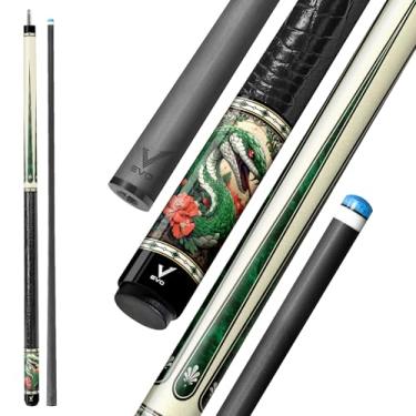 Imagem de Taco de sinuca de fibra de carbono EVO Beast, bastões de piscina de baixa deflexão com junta de 3/8 x 8 pinos, ponta de 12,5 mm, ponta padrão Time, envoltório de couro de microfibra