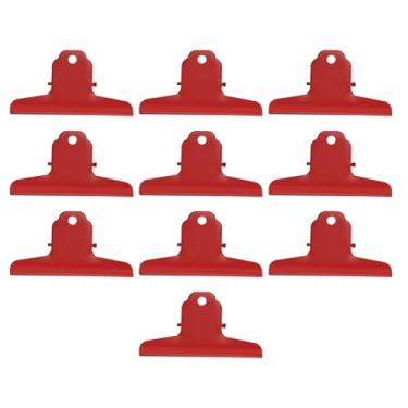 Imagem de Clipes de pasta de metal, 10 peças, galvanizados, à prova de ferrugem, grandes grampos de papel, multiuso para escritório, escola, casa, organização de documentos, desenhos (Vermelha)
