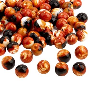 Imagem de 100 peças de contas de resina de 10 mm a granel para kit de fabricação de pulseiras, contas soltas redondas cor café marrom para joias, brincos, colar, anéis, arte, artesanato, projetos DIY