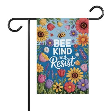 Imagem de Bandeira de jardim Bee Kind And Resist, Hand Off Yard Flag, Political Activist, And Still We Rise, Make Empathy Great Again, Presente de inauguração de casa, decoração ao ar livre e terraços de jardim