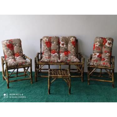 Imagem de Kit De Cadeiras Sofá E Mesa De Bambu Vime Junco E 4 Lugares - A Varand