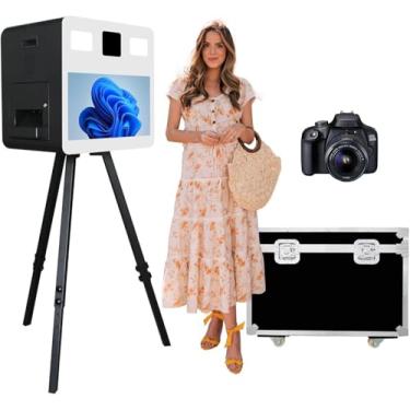 Imagem de Cabine fotográfica DSLR com aplicativo de tela sensível ao toque de 54,6 cm, máquina de selfie com luz RGB para festas de negócios de aluguel de casamento (preto, cabine fotográfica com câmera)
