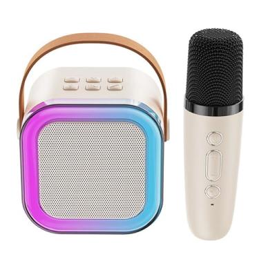 Imagem de Máquina de Karaokê com Microfone sem Fio Portátil para Adultos Alto-Falante BT 5 0 Luzes RGB Cartão TF Expandível 64G Type-C Fone Ouvido Auxin Monitoramento Festa Reunião