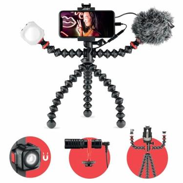 Imagem de Joby GorillaPod Kit de vlogging móvel (Rig, Wavo Mobile Mic, Beamo Mini LED Light), tripé flexível, suporte de telefone, microfone, luz, Vlogger, IRL, Youtuber, móvel, criador de conteúdo