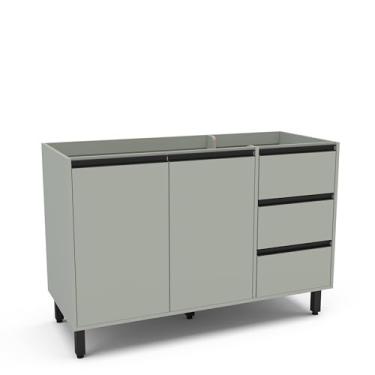 Imagem de Balcão de Cozinha 2 Portas 3 Gavetas Sem Tampo Verde Oliva Koya Politorno Moveis