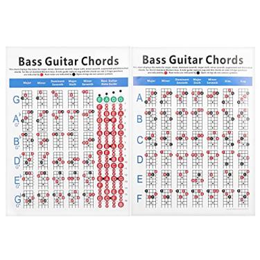 Imagem de RiToEasysports Gráfico de Acordes de Guitarra, Gráfico de Acordes de Baixo Elétrico Guia de Dedo de Baixo Elétrico Ferramenta de Referência de 4 Cordas Com de Sétima Dominantes Menores