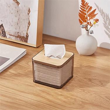 Imagem de Caixa de lenços retrô transparente sala de estar mesa sala de jantar caixa de papel quadrada criativa grande caixa de desenho de plástico (cor: A, tamanho: 13,5 * 13 cm) (A 11 * 11 * 8,5 cm)