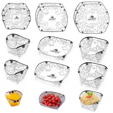 Imagem de MIUPOO Conjunto de copos de tigela dobrável, kit de bagunça portátil, prato dobrável sem material de grau alimentício para almoço e piquenique de família, conjunto dobrável de 6, 3 tamanhos