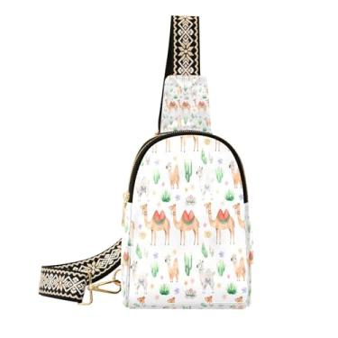 Imagem de CEBUGI Bolsa tiracolo feminina pequena de cacto camelo para pochetes de couro para caminhadas, viagens ao ar livre