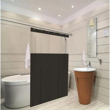 Imagem de 2X Cortina De Box Com Visor Cores Lisa Antimofo Vida Pratika