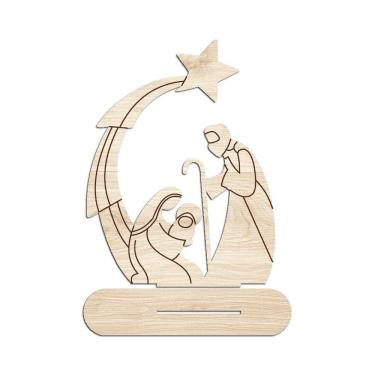 Imagem de Presépio 02 Com Base 19cmx25cm - Cria Arte Laser Madeira Clara