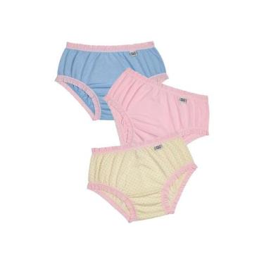Imagem de Kit/3 Calcinha DelRio 50829 Baby Frufru Estampadas Algodão T. 0/3 4/6 