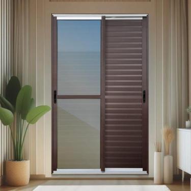 Imagem de Porta de Correr Venez. 3 Folhas Moveis 210 x 200 Elite com Fecho Autom
