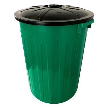 Imagem de Lixeira Plástica Redonda 65Lts C/ Tampa Área de Lazer Verde