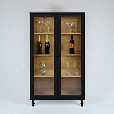 Imagem de Cristaleira Estante Para Livros Ditália C/kit Luz E-957 Cor:preto