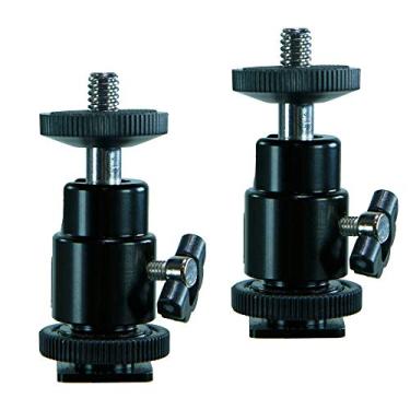 Imagem de Cam Caddie Adaptador de montagem Hot Shoe 1/4" mini anel de cabeça esférica adaptador de luz para câmeras, filmadoras, smartphone, GoPro, luz de vídeo LED, microfone, monitor de vídeo, tripé, monopé - pacote com 2
