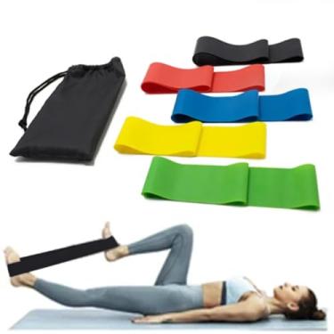 Imagem de Kit 5 Faixa Elástica Super Mini Band Para Treino Exercícios Yoga Pilates Fisioterapia