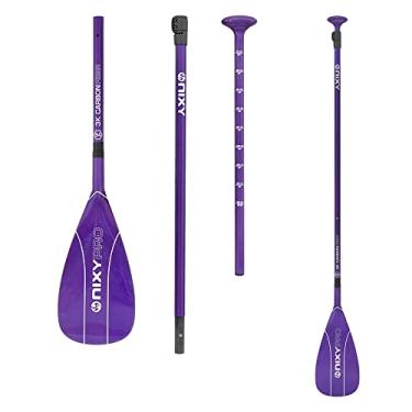 Imagem de NIXY Pá de SUP de fibra de carbono completa - Pro ajustável de 3 peças com borda de lâmina ABS para prancha de stand up paddle - durável, leve flutuante (roxo, grande - lâmina de 606 cm²)