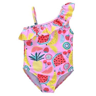 Imagem de Macaquinho infantil infantil com estampa primavera verão algodão sem mangas roupa de banho roupas de banho para meninas, rosa, 1-2 Years