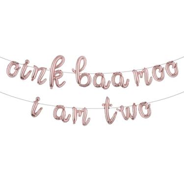 Imagem de Multicolor Oink Baa Moo I am Two Balloons Moo Moo I am Two Balloons Farm 2nd Birthday Decoration Barnyard 2nd Birthday Decoration Holy Cow I am Two Decoration (L OINK BAA MOO I AM TWO Rose Gold)