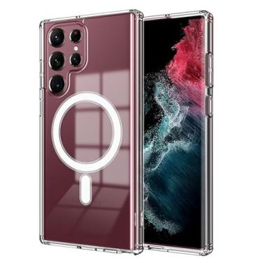 Imagem de YSLBWLE Capa transparente para Galaxy S22, compatível com magnética, proteção contra quedas de grau militar de 3 m, antiamarelamento, antiamarelamento, capa de telefone TPU macia e fina para Galaxy