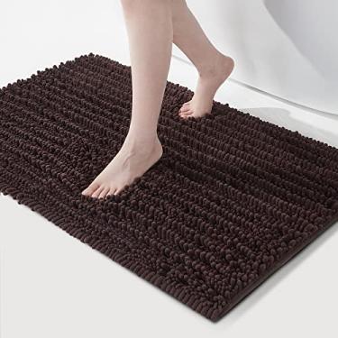 Imagem de FLOLEOPA Tapetes de banheiro de microfibra de pelúcia macia, absorventes antiderrapantes para lavagem à máquina, tapetes de banho secos para banheira, chuveiro e banheiro, tapete para porta de entrada