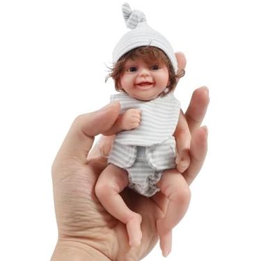 Imagem de Boneca Bebê Reborn Realista Menina Silicone Sólido Mini 16cm antostress