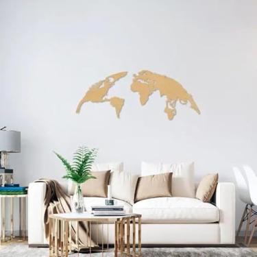 Imagem de Escultura Parede Mapa Mundi Globo 100x40 Areia