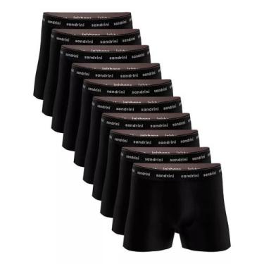 Imagem de Kit 10 Cueca Boxer 100% Algodão Box Masculina Preta - Sandrini, M, Pre