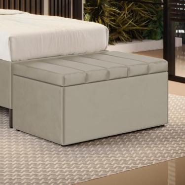 Imagem de Calçadeira Baú Navi 90 / N-030 Veludo Bege  - ARADECOR, Bege, 90X46X45