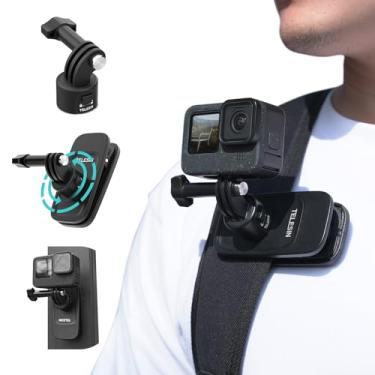 Imagem de Clipe de mochila giratório 360 + suporte magnético + liberação rápida + kit de suporte de telefone para GoPro Max Hero 12 11 10 9 8 7 Insta360 X3 X4 Ace Pro Go3 DJI Action 3 4 Osmo Pocket 3 Acessórios