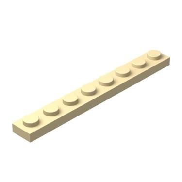 Imagem de Classic Bulk Plates 1x8, Flat 100 Piece Set, Compatible with Lego Parts: Beige Color