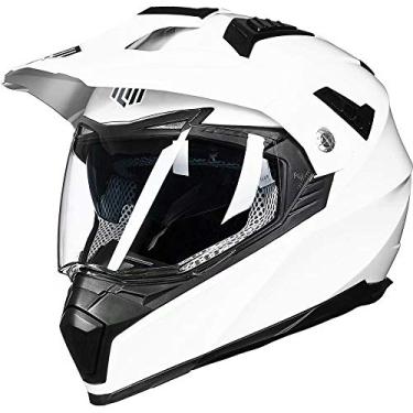 Imagem de Capacete esportivo duplo para motocicleta ILM Off Road com viseira completa para o sol e motocicleta ATV aprovado pelo DOTILM Large branco 606V
