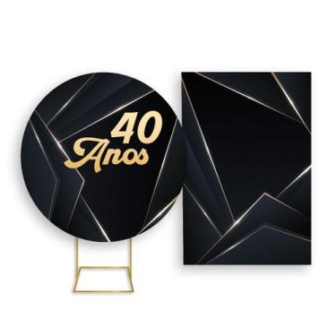 Imagem de Painel De Festa Redondo 1,50x1,50 + Painel Vertical 1,50x2,20 - Preto 