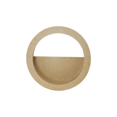 Imagem de Nicho Redondo Decorativo Meio Vazado Tamanho P 23x23x9 Mdf Madeira Cru