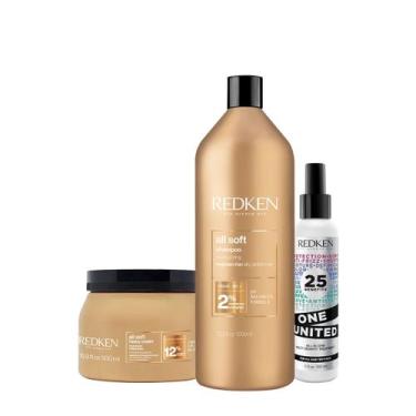 Imagem de Kit Redken All Soft Shampoo Mascara 500 Leave-in (3 produtos)