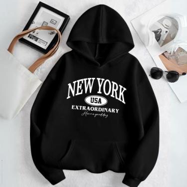 Imagem de Moletom Unissex Blusa de Frio Estamp New York Usa Extraordinary Confor