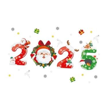 Imagem de UGPLM Adesivo de janela de Natal do Papai Noel, decalque de rena do Papai Noel do floco de neve do feriado para festa de vidro de janela, a