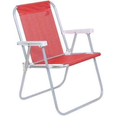 Imagem de Cadeira de Praia Alta em Alumínio e Sannet Vermelha BEL