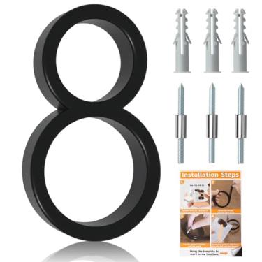 Imagem de Briout Número de casa flutuante de 12,7 cm, números de endereço modernos de metal para casa, números de endereço residenciais antiferrugem de liga de zinco para caixa de correio de porta, preto de