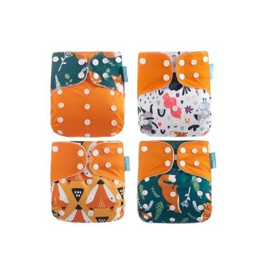 Imagem de Kit 4 Fraldas Ecológicas Premium + 6 Absorventes em Melton 4 camadas - 3kg a 15kg