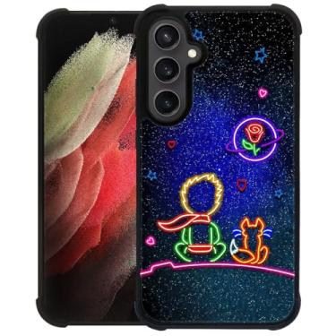 Imagem de CARLOCA Capa compatível com Samsung Galaxy S24 S25, capa com desenho animado de flor de menino estrelado e gato para Samsung Galaxy S24 S25, design gráfico, à prova de choque, antiarranhões