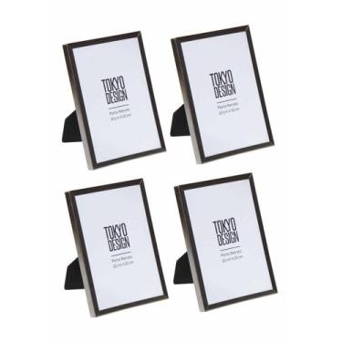 Imagem de Kit 4 Porta Retrato Metal e Vidro 10x15 Moldura Lisa Prata - Tokyo Des
