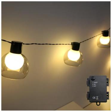 Imagem de BAIRAYEN Cordão de luzes alimentadas por bateria para uso interno e externo com 10 lâmpadas de plástico LED de 2,5 m, luzes suspensas à prova d'água para decoração de dossel de quarto, branco quente