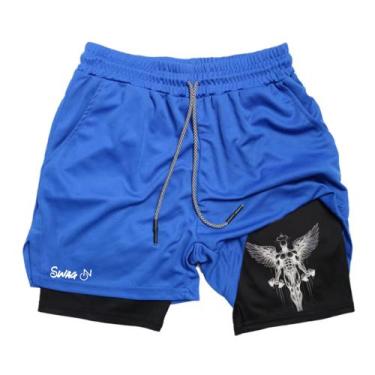 Imagem de Short de Compressão Masculino Com Bolso Dry Fit - Swag On, Azul, G