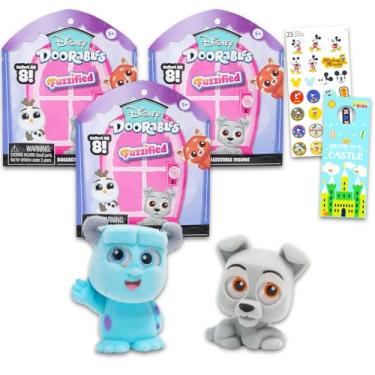 Imagem de Disney Doorables Blind Bags Set - Bundle with 3 Disney Fuzzified Doorables Mini Figures for Kids, Adults Plus Stickers | Disney Doorables Exclusive Flocked Figures Series