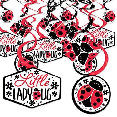 Imagem de Big Dot of Happiness Happy Little Ladybug - Redemoinhos de decoração para pendurar chá de bebê ou festa de aniversário - Conjunto de 40