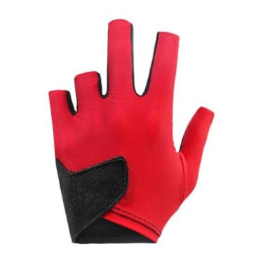 Imagem de Vaveren Luva de bilhar, luva de sinuca respirável, acessório de sinuca, antiderrapante, de taco de sinuca para mão esquerda para treinamento de jogos, prática, Vermelho