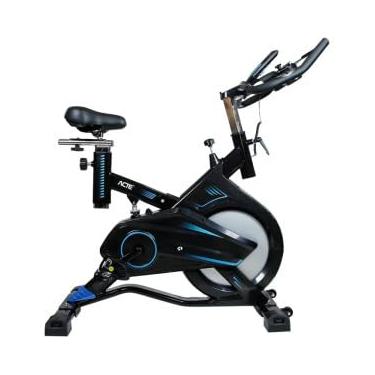 Imagem de Bicicleta Ergométrica Residencial Spinning Pro Com Freio Mecânico - Preto e Azul